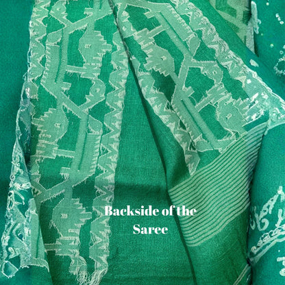 Green Tussar Jamdani Saree -Handloom Sarees- Aananda Collections