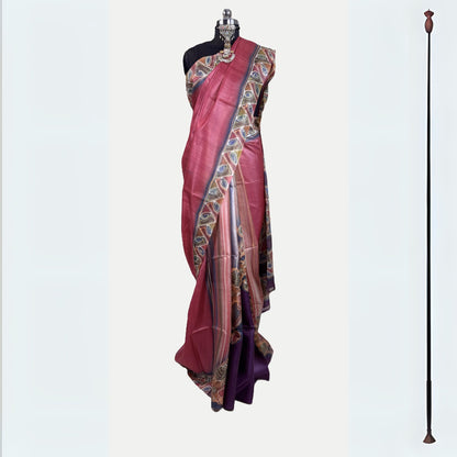 Hand Painted Onion Peel Tussar Silk Saree -Handloom Sarees- Aananda Collections