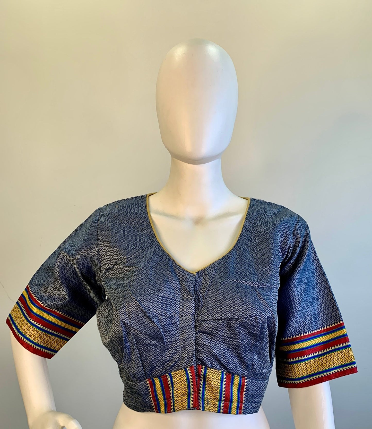 Hand painted Silk Cotton Khun Blouse -Blouse- Aananda Collections