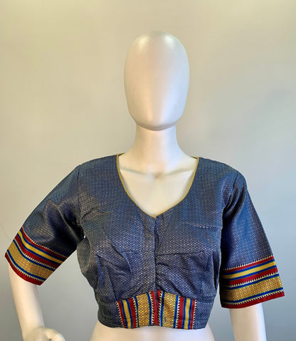 Hand painted Silk Cotton Khun Blouse -Blouse- Aananda Collections