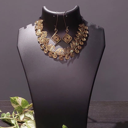 Handcrafted Dokra/Brass Necklace & Earring Set -Jewellery- Aananda Collections