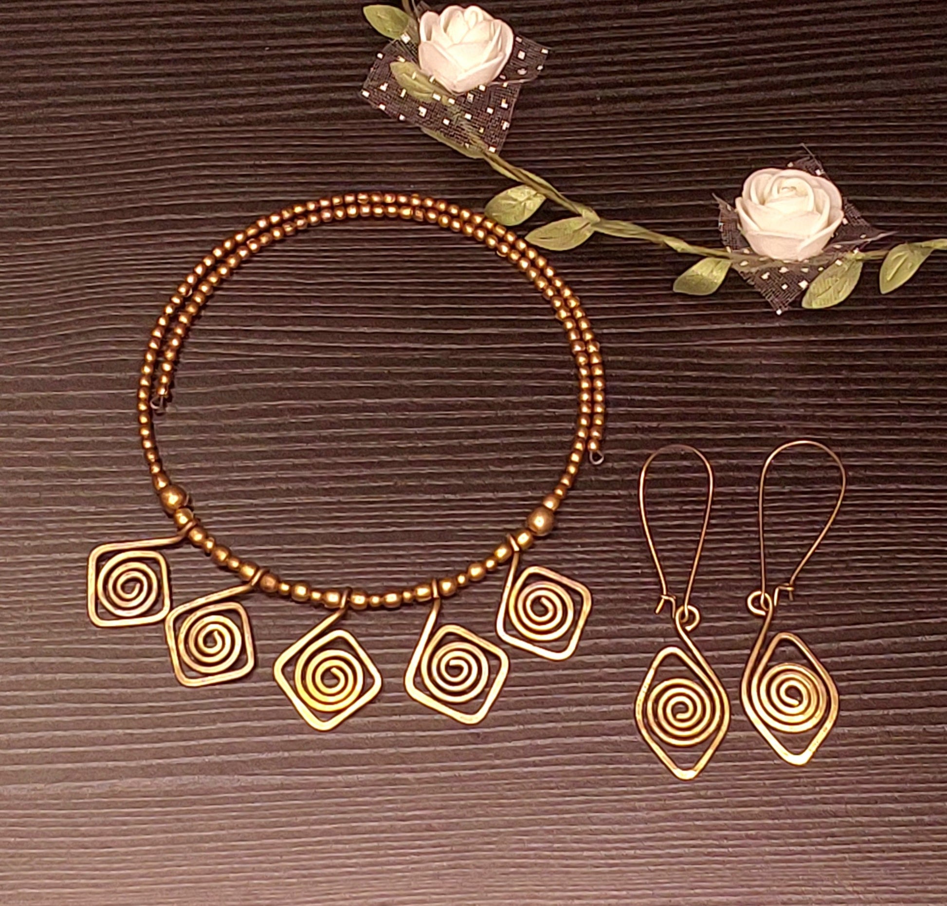 Handcrafted Dokra/Brass Necklace & Earring Set -Jewellery- Aananda Collections