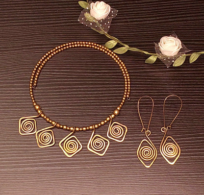 Handcrafted Dokra/Brass Necklace & Earring Set -Jewellery- Aananda Collections