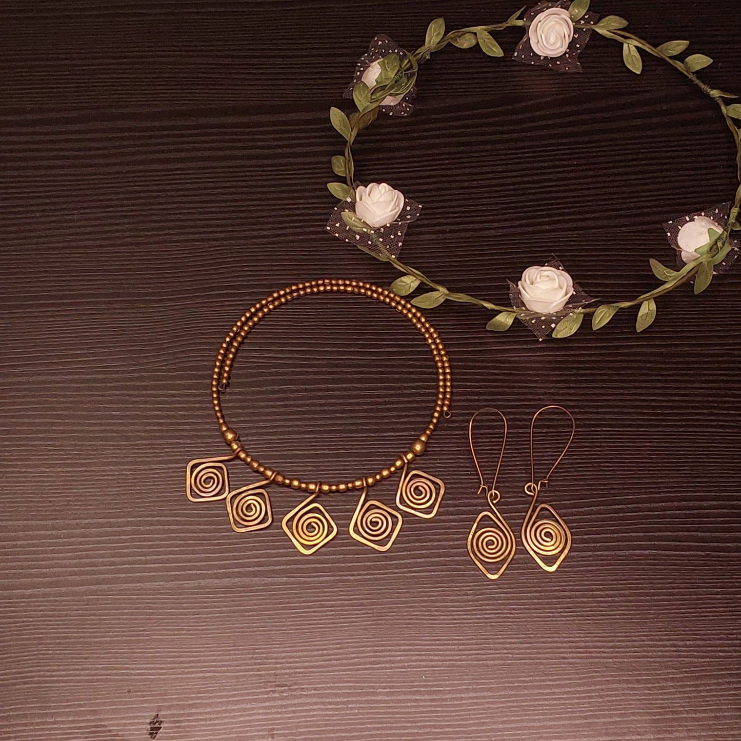 Handcrafted Dokra/Brass Necklace & Earring Set -Jewellery- Aananda Collections