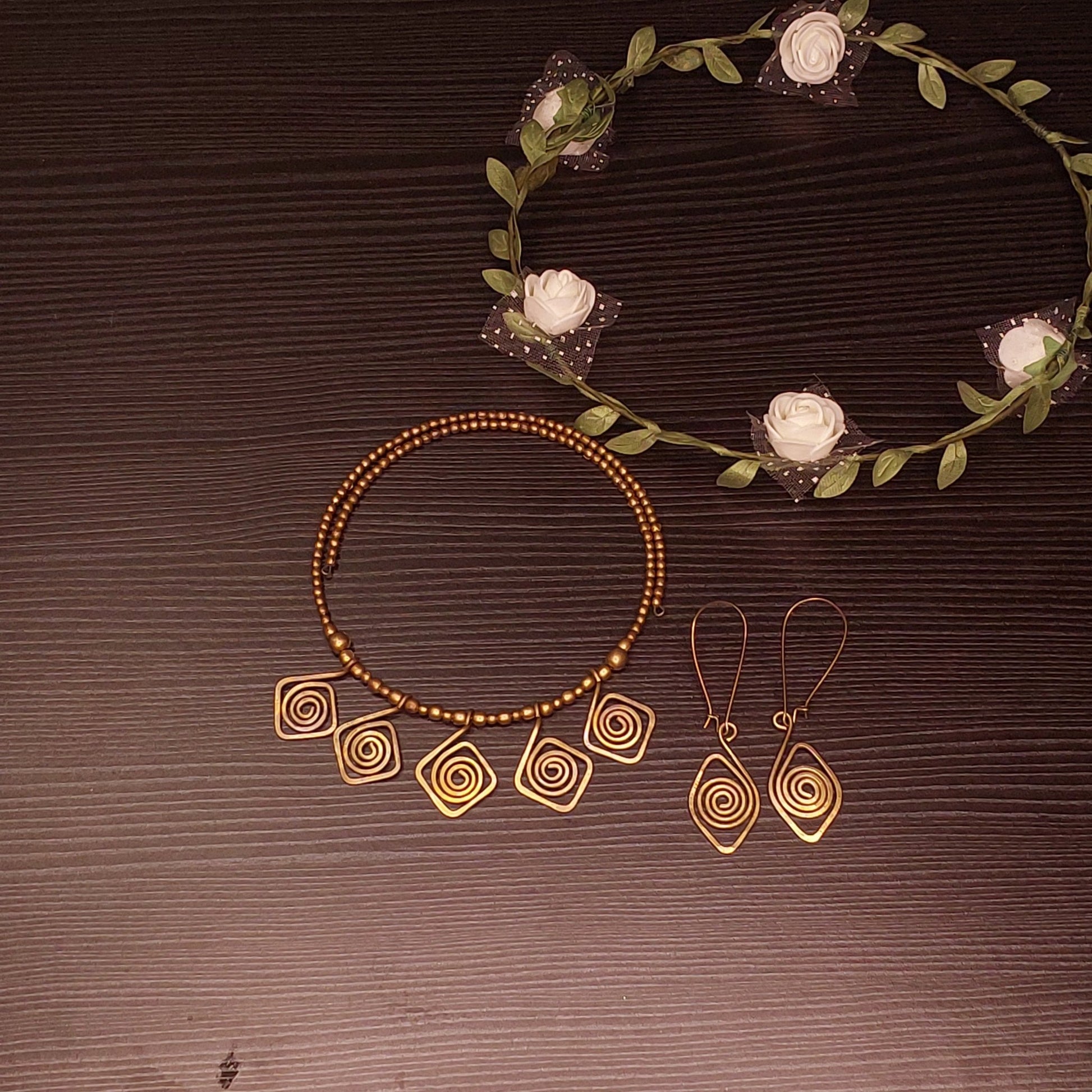 Handcrafted Dokra/Brass Necklace & Earring Set -Jewellery- Aananda Collections