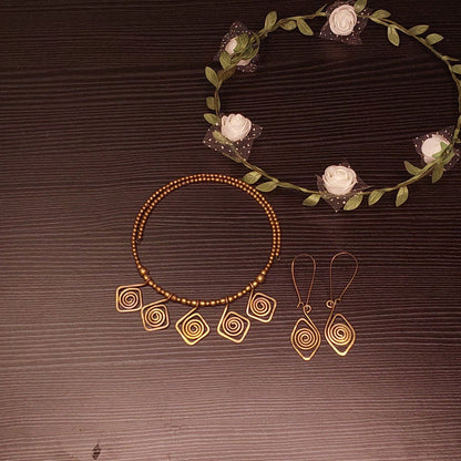 Handcrafted Dokra/Brass Necklace & Earring Set -Jewellery- Aananda Collections
