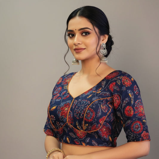 Jaipur Printed Cotton Blouse -Blouse- Aananda Collections