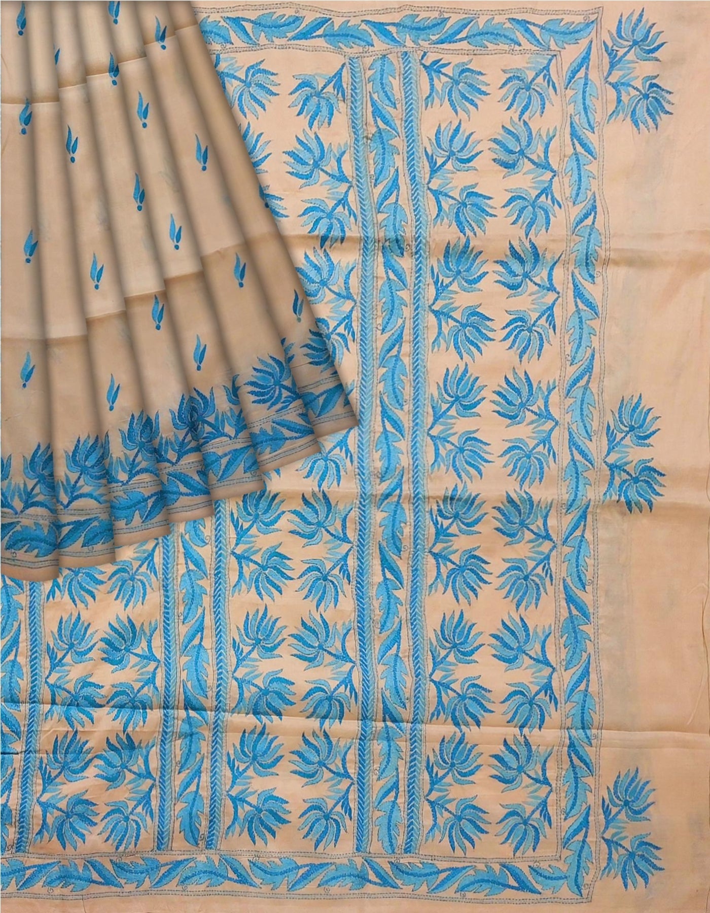 Kantha Work On Half Tussar Saree -Handloom Sarees- Aananda Collections
