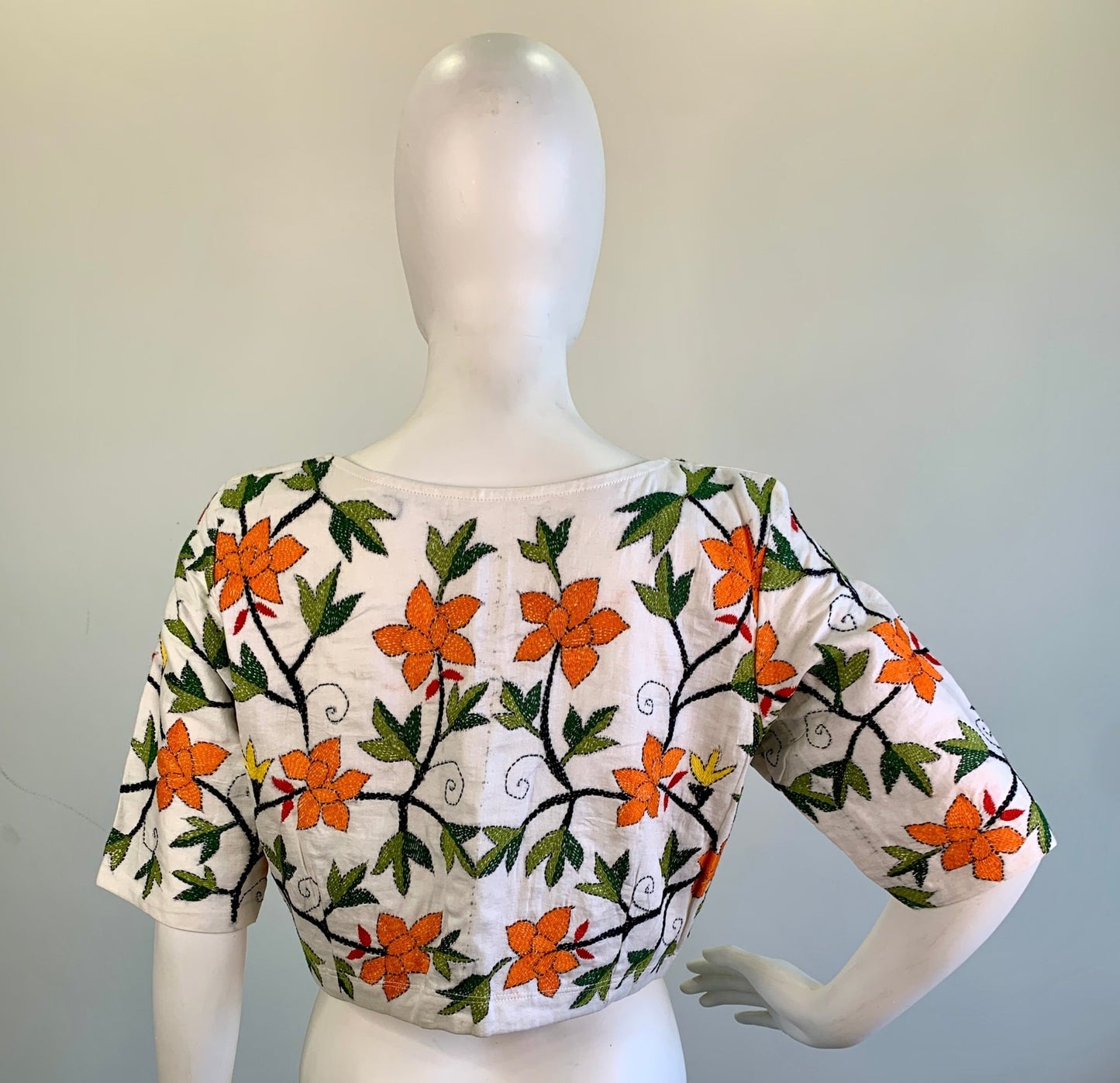 Kantha Work Silk Cotton Blouse -Blouse- Aananda Collections