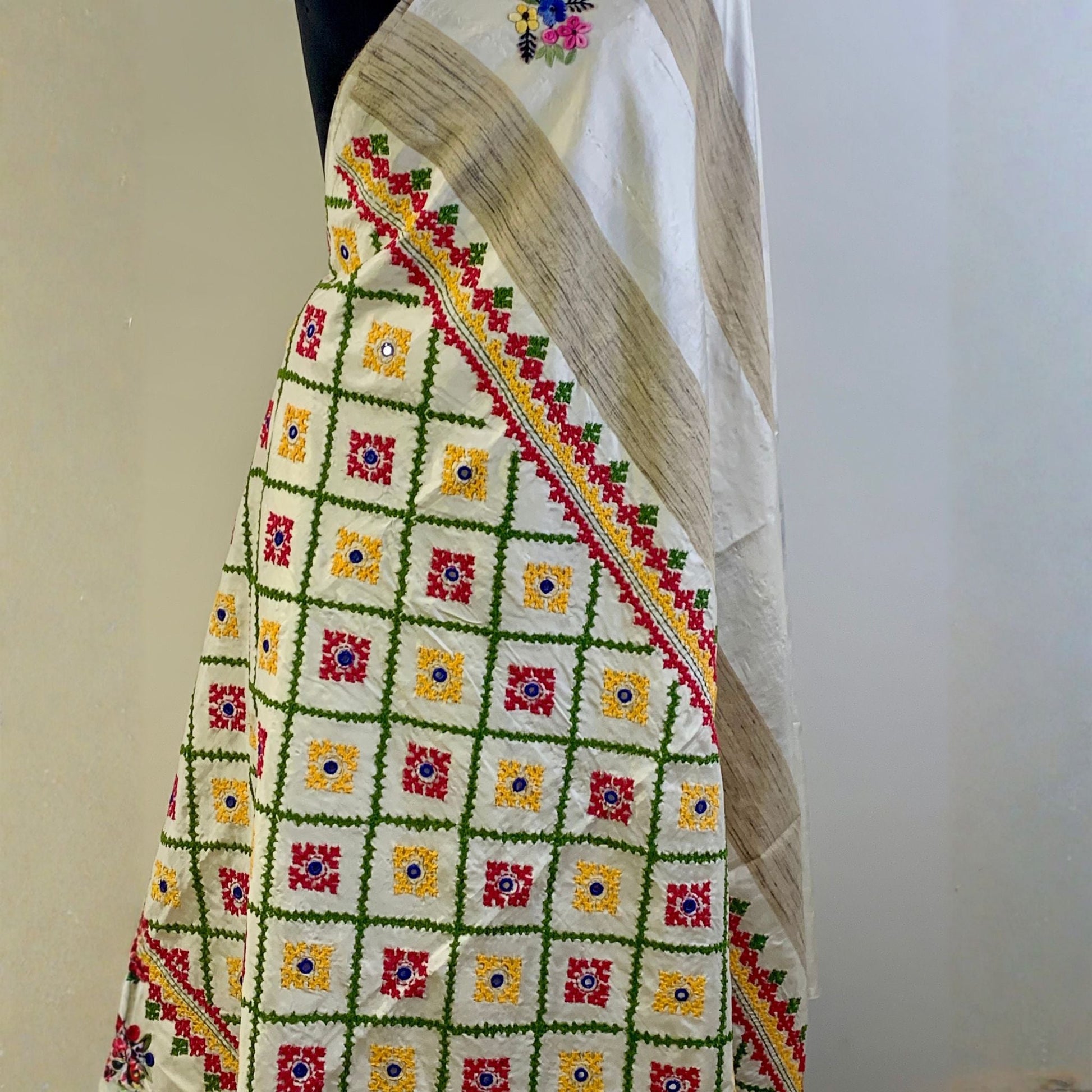 Ketia Tussar Silk Saree – Hand Embroidered -Handloom Sarees- Aananda Collections