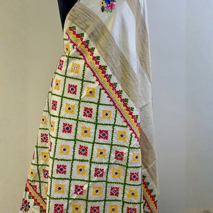 Ketia Tussar Silk Saree – Hand Embroidered -Handloom Sarees- Aananda Collections