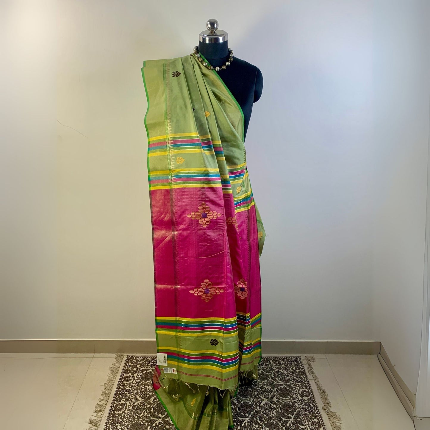 Light Green Pure Katan Silk Saree -Handloom Sarees- Aananda Collections