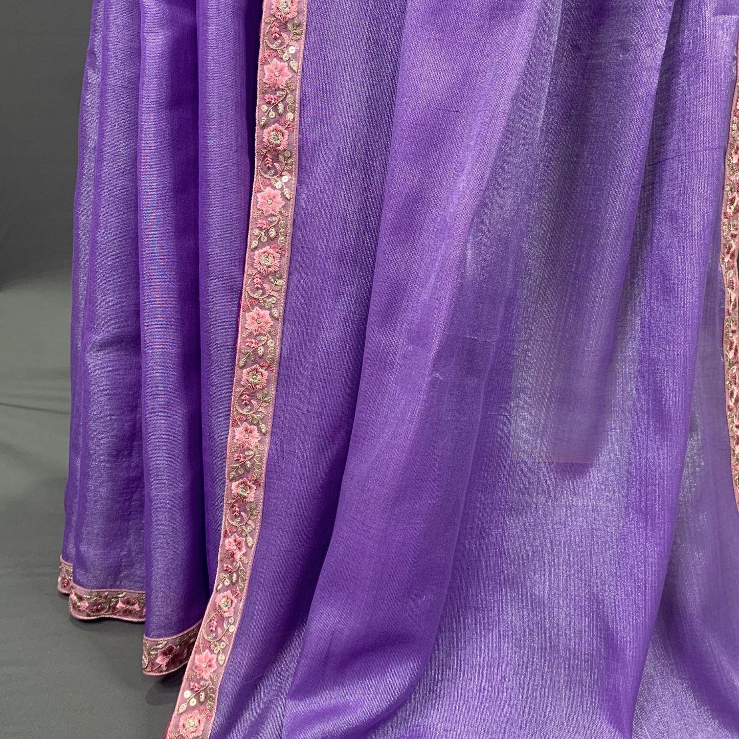 Lilac Colour Linen Tissue Saree -Handloom Sarees- Aananda Collections