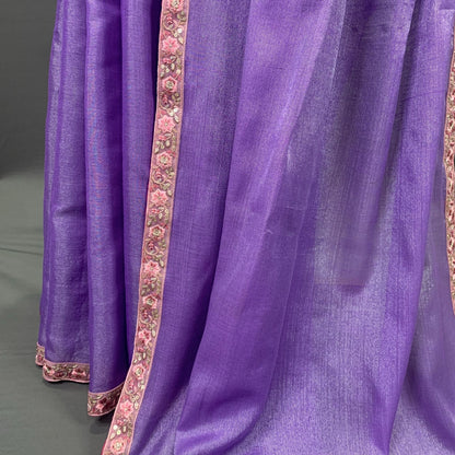 Lilac Colour Linen Tissue Saree -Handloom Sarees- Aananda Collections