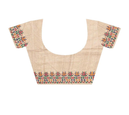 Madhubani Painting on Tussar Silk Saree -Handloom Sarees- Aananda Collections