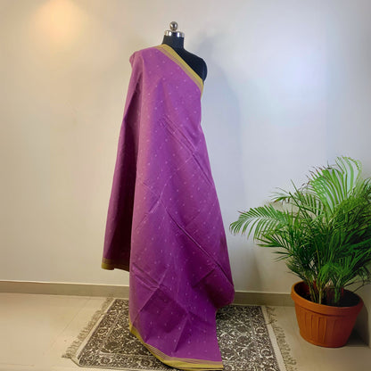 Mauve Cotton Dhakai Jamdani Saree -Handloom Sarees- Aananda Collections