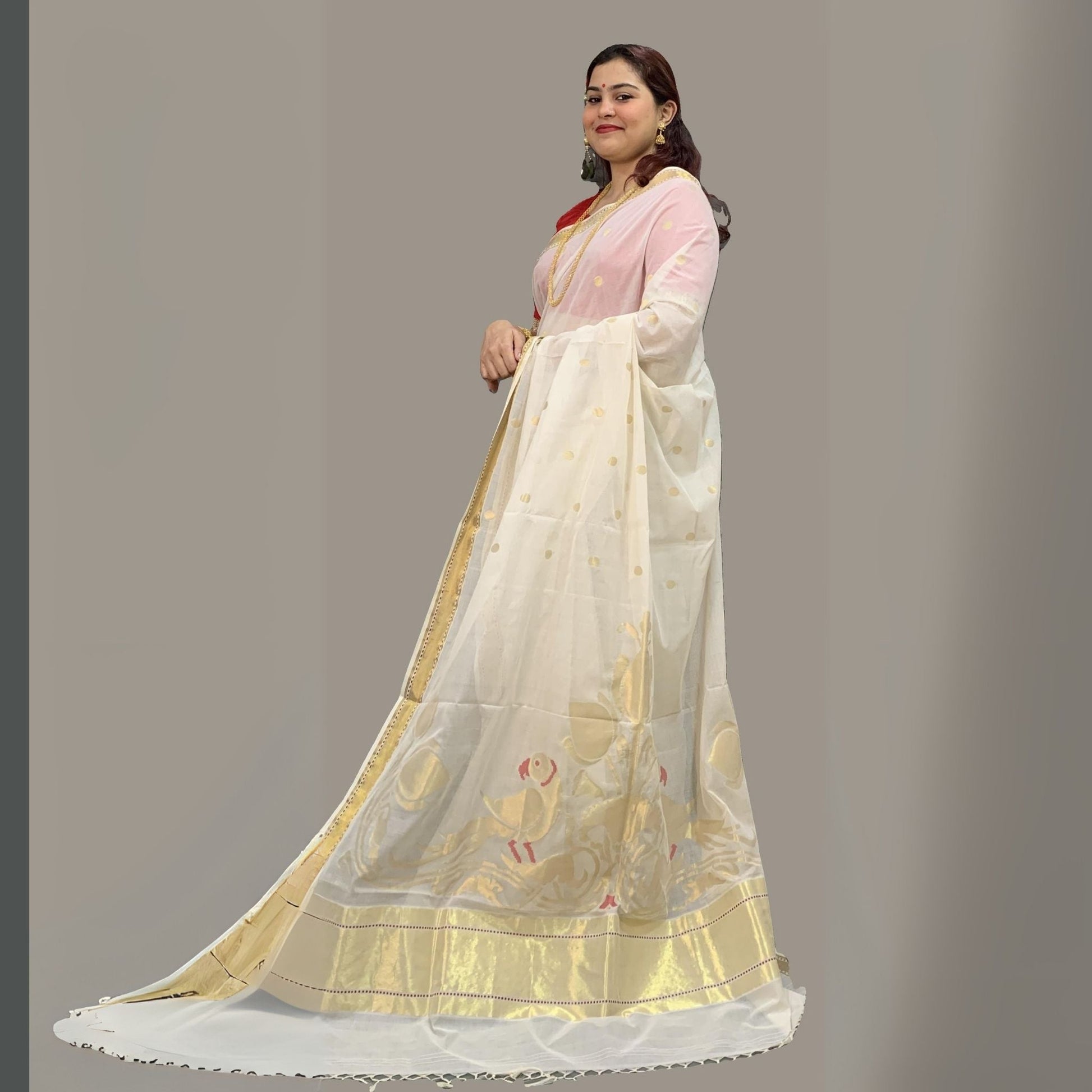 Off White Cotton Jamdani Saree -Handloom Sarees- Aananda Collections