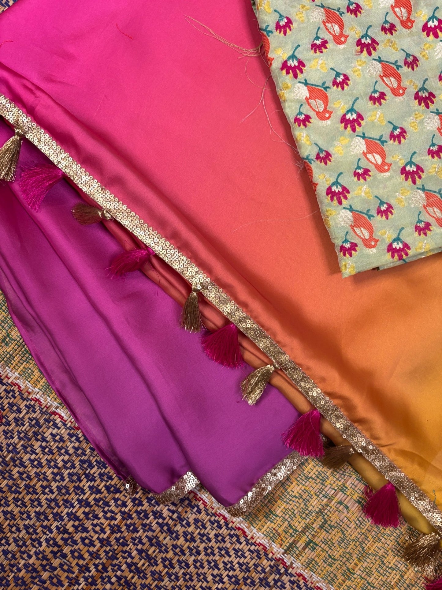 Ombre Satin Georgette -Powerloom Sarees- Aananda Collections