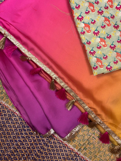 Ombre Satin Georgette -Powerloom Sarees- Aananda Collections