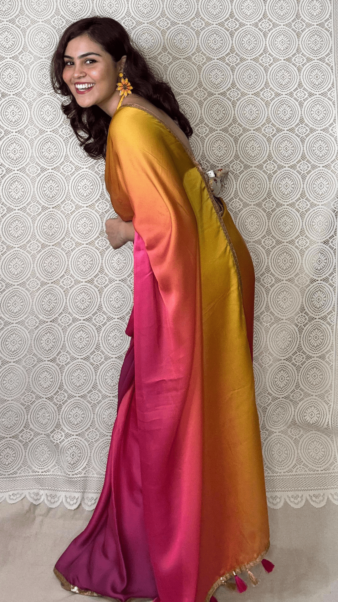 Ombre Satin Georgette -Powerloom Sarees- Aananda Collections