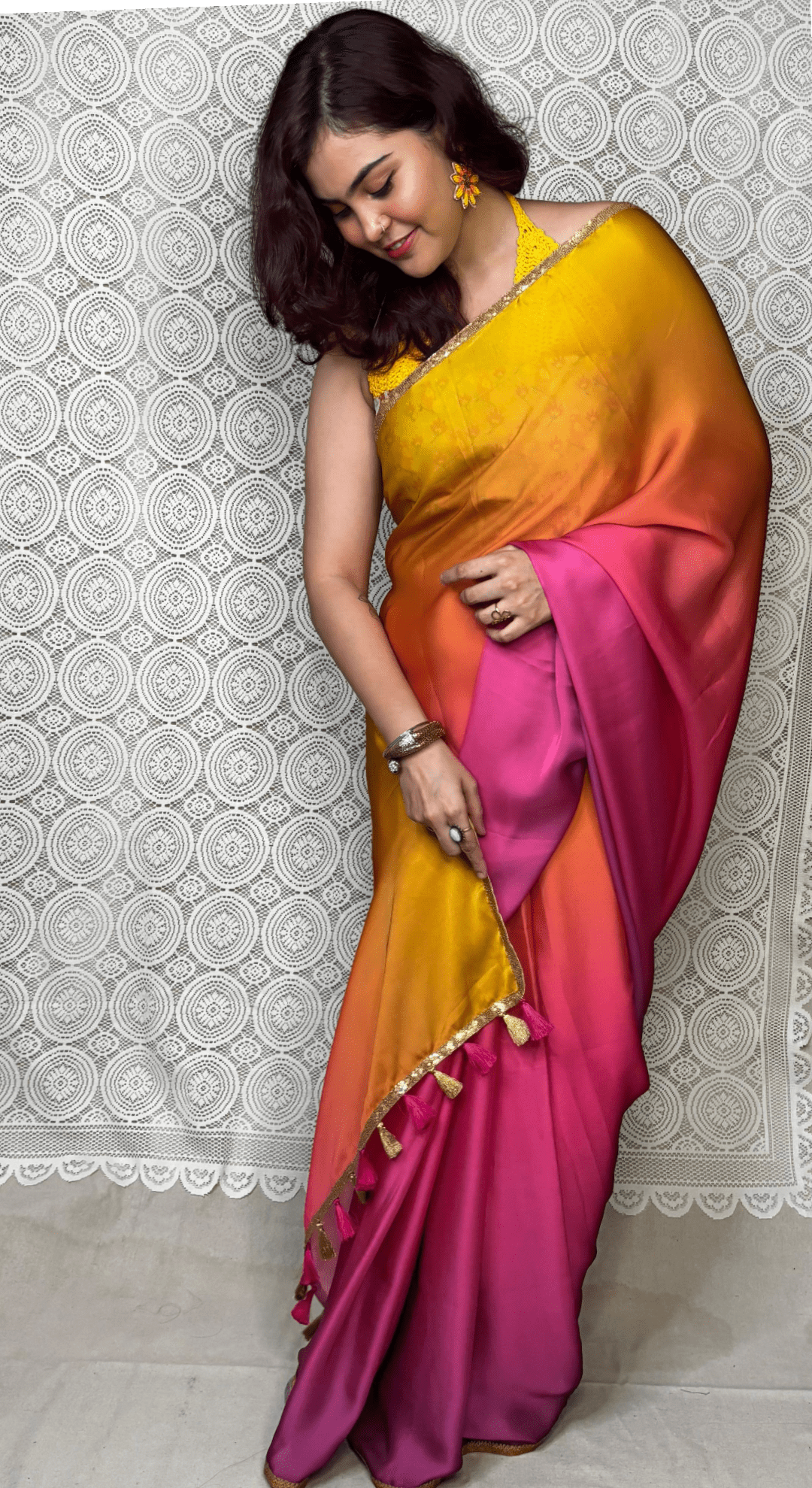 Ombre Satin Georgette -Powerloom Sarees- Aananda Collections