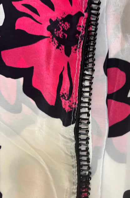 Pink and White Crepe Silk