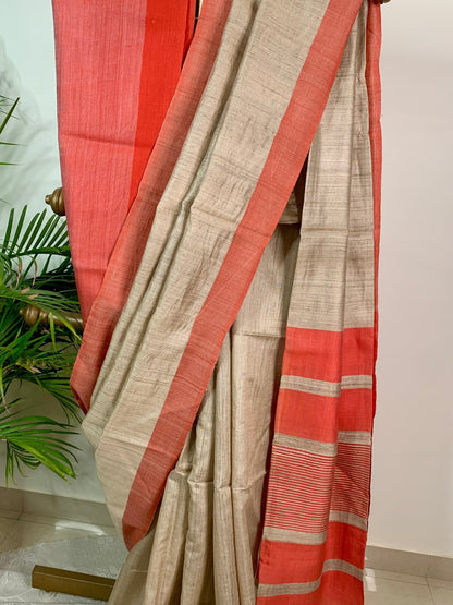 * Pure Gachhi Tussar Saree -Handloom Sarees- Aananda Collections