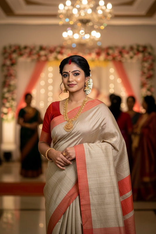 * Pure Gachhi Tussar Saree -Handloom Sarees- Aananda Collections