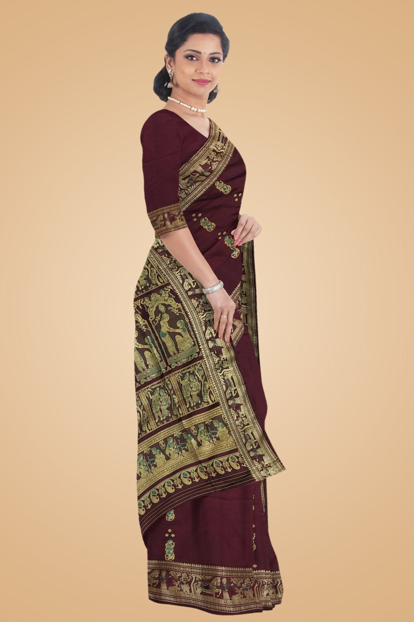Pure Silk Baluchari Saree -Handloom Sarees- Aananda Collections