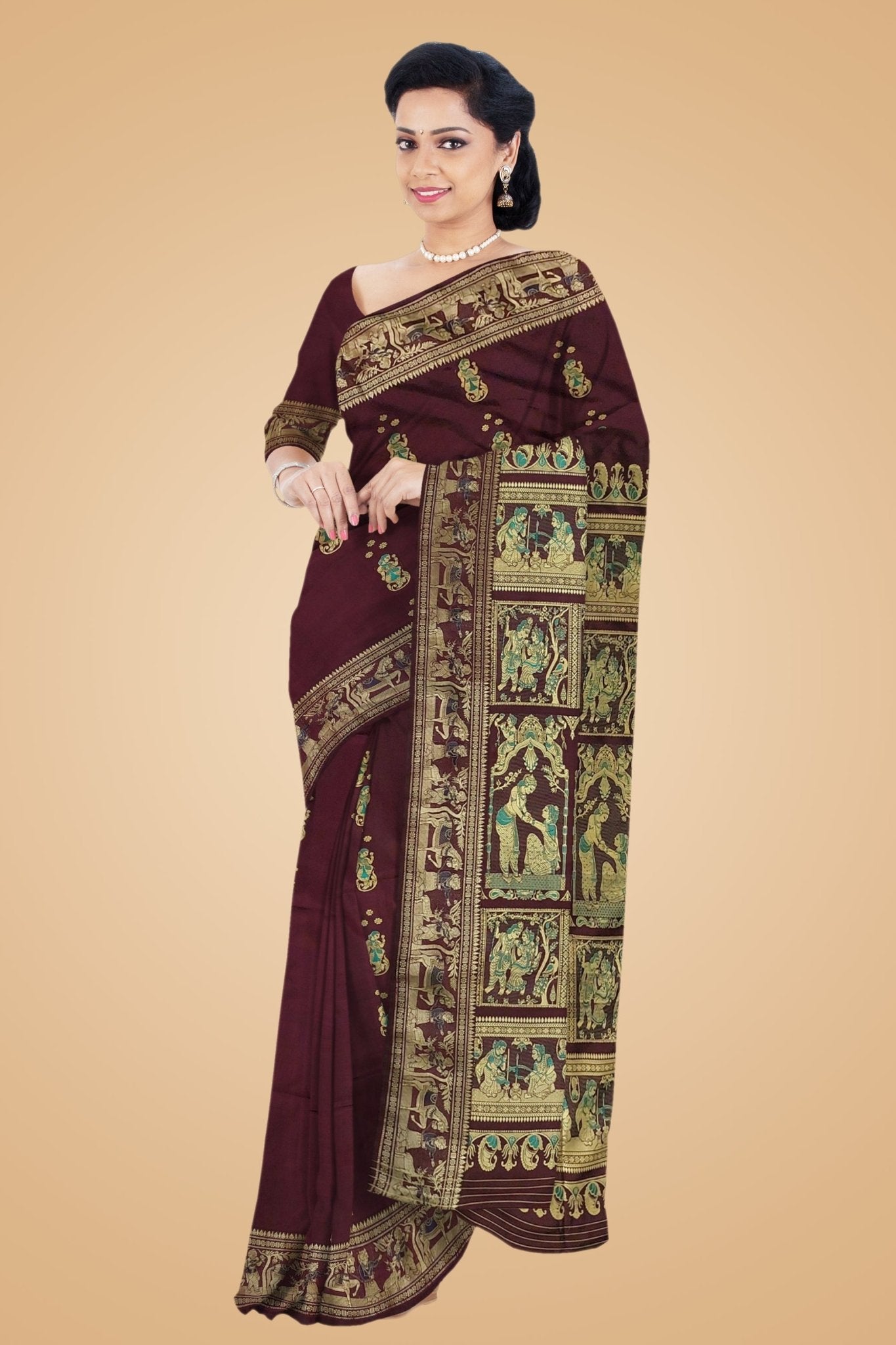 Pure Silk Baluchari Saree -Handloom Sarees- Aananda Collections