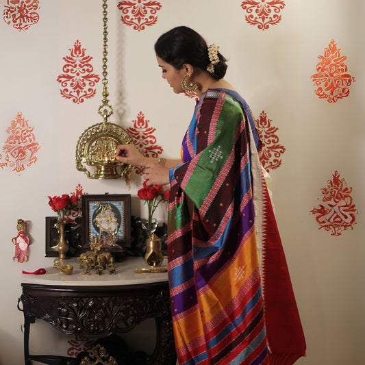 Pure Silk Berhampuri Saree -Handloom Sarees- Aananda Collections