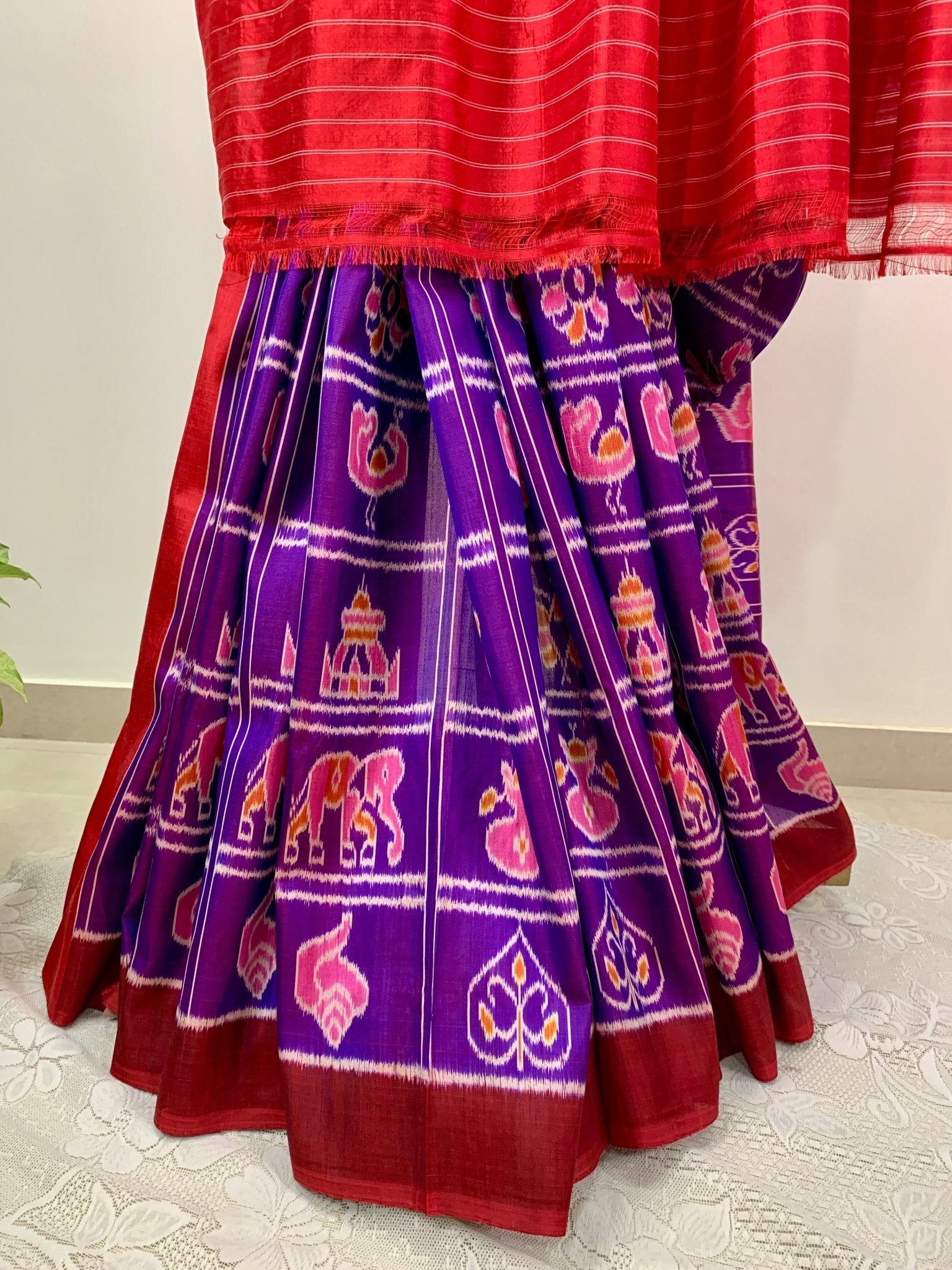 Pure Silk Purple Sambalpuri Saree -Handloom Sarees- Aananda Collections