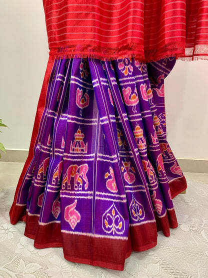 Pure Silk Purple Sambalpuri Saree -Handloom Sarees- Aananda Collections