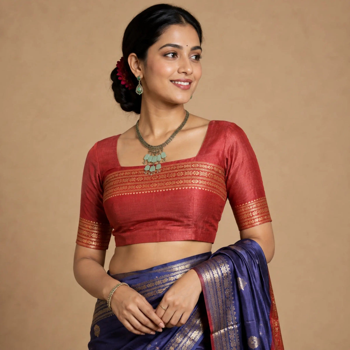 Pure Vidarbha Tussar Silk Saree | Indigo Handloom | Dolaberi Pallu -Handloom Sarees- Aananda Collections