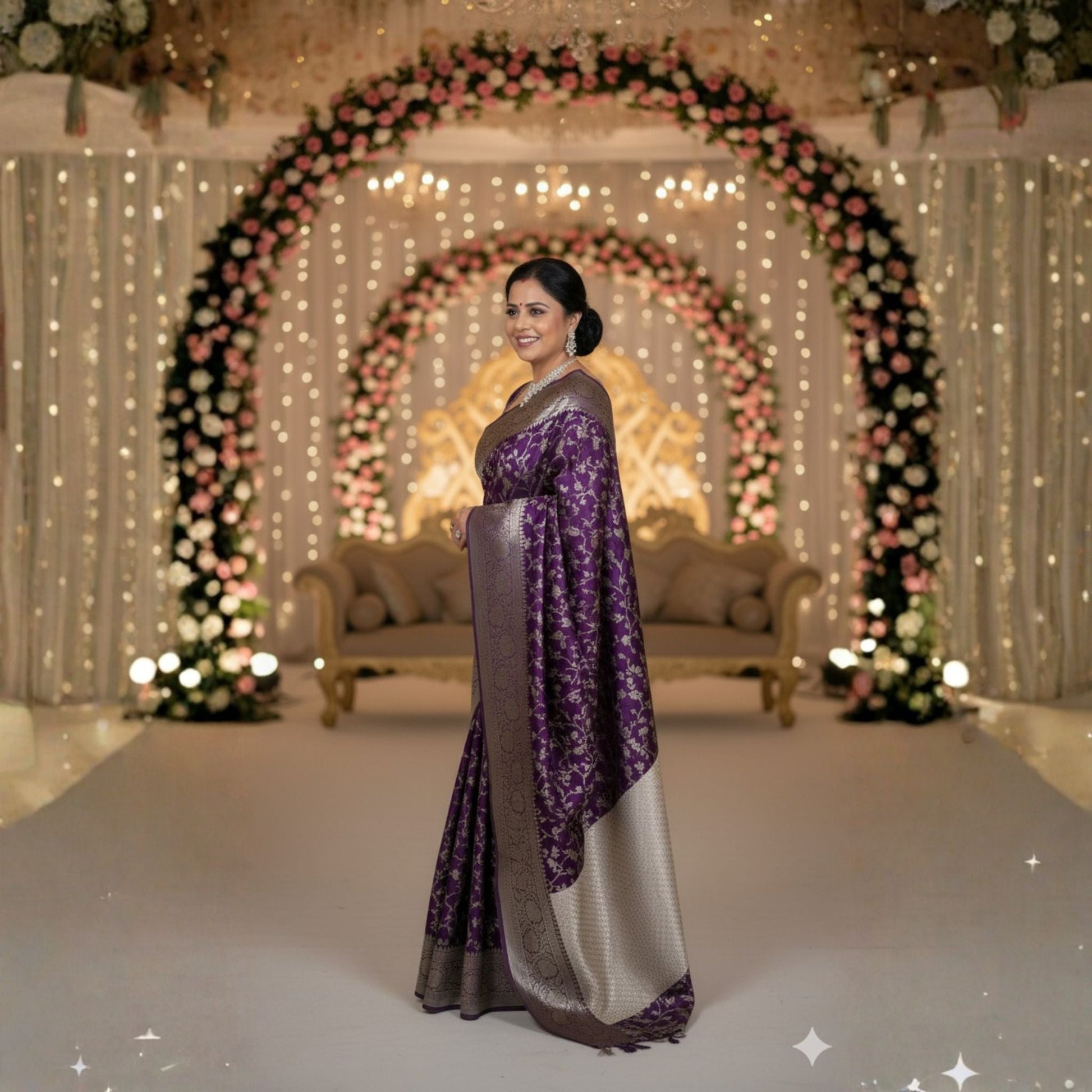 Purple Designer Banarasi Saree -Handloom Sarees- Aananda Collections