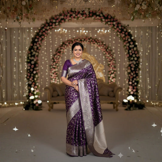 Purple Designer Banarasi Saree -Handloom Sarees- Aananda Collections