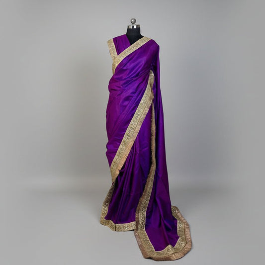 Purple Designer Katan Silk Saree -Handloom Sarees- Aananda Collections