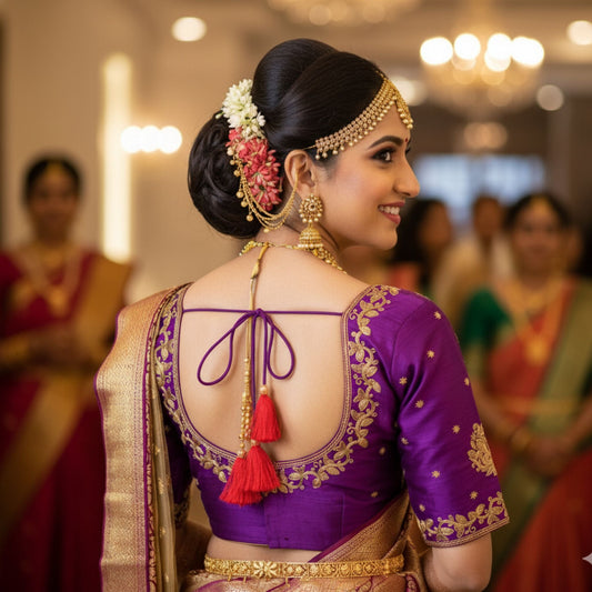 Purple Zari Embroidered Blouse -Blouse- Aananda Collections