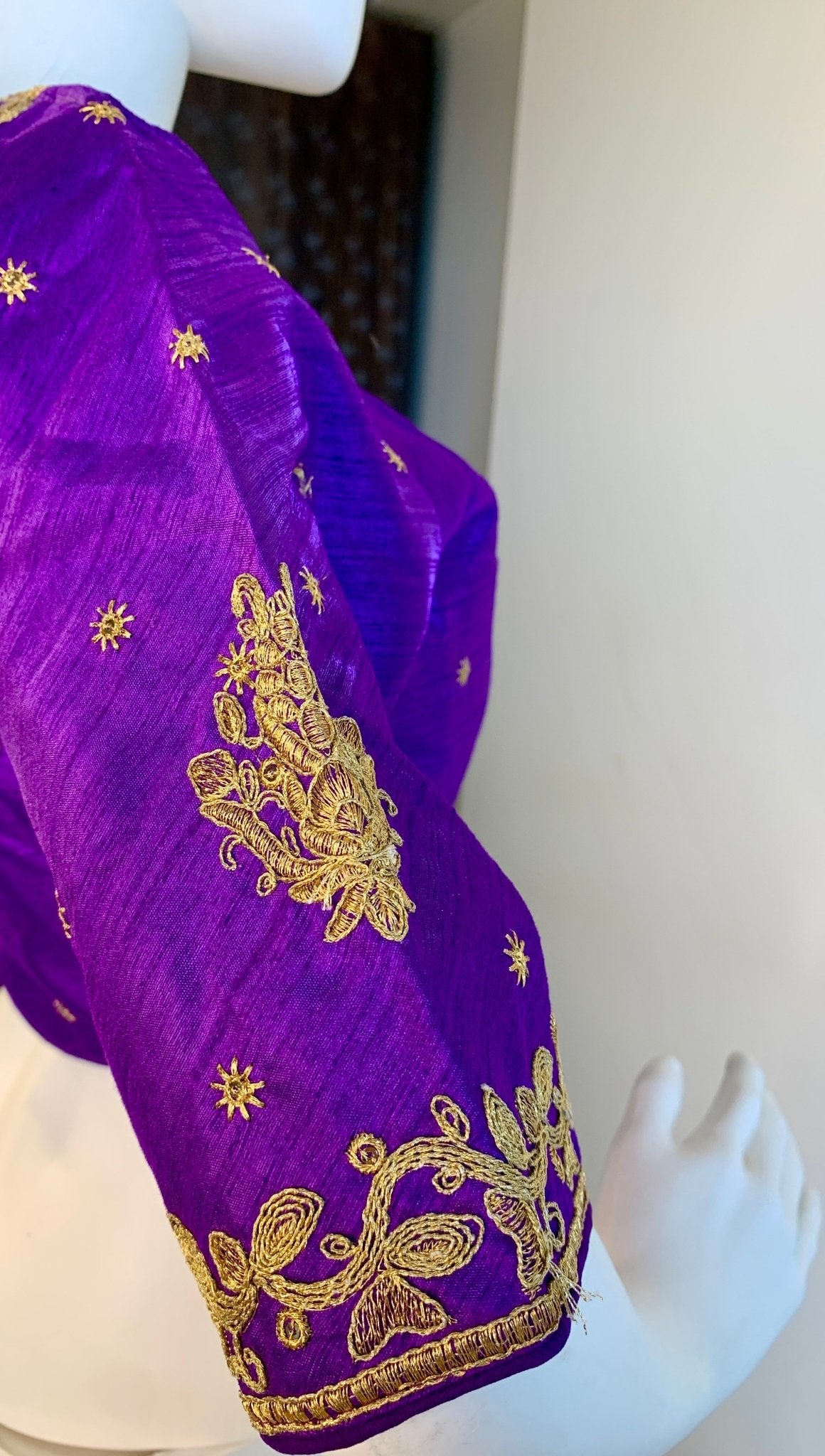 Purple Zari Embroidered Blouse -Blouse- Aananda Collections