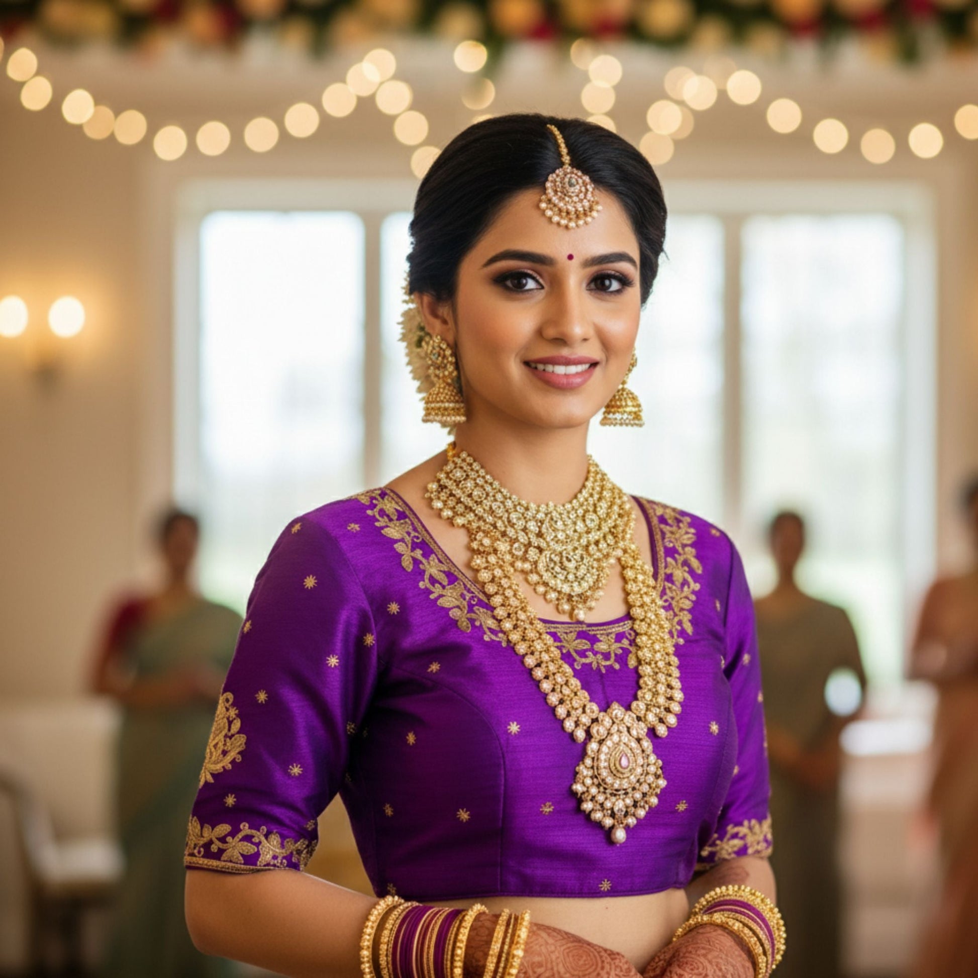 Purple Zari Embroidered Blouse -Blouse- Aananda Collections