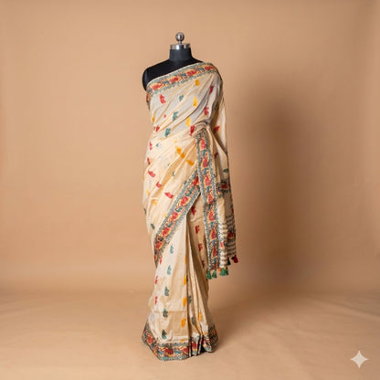 Red & Green Art Silk Saree -Powerloom Sarees- Aananda Collections