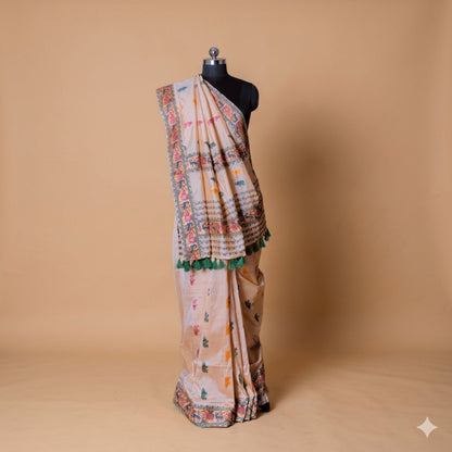 Red & Green Art Silk Saree -Powerloom Sarees- Aananda Collections
