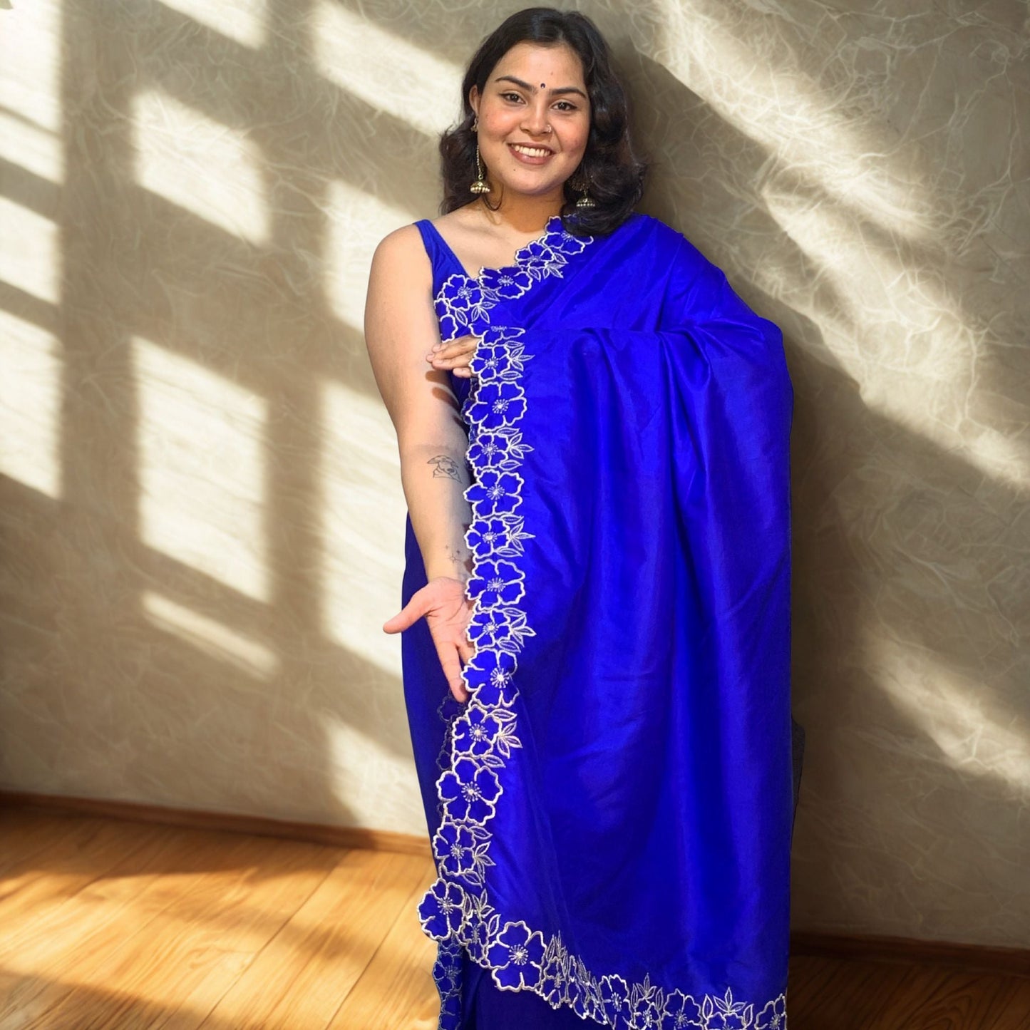 Royal Blue Designer Katan Silk Saree -Handloom Sarees- Aananda Collections