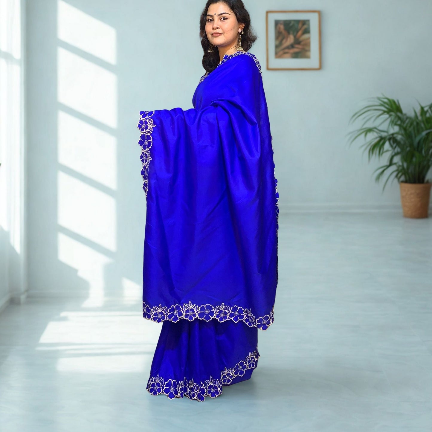 Royal Blue Designer Katan Silk Saree -Handloom Sarees- Aananda Collections