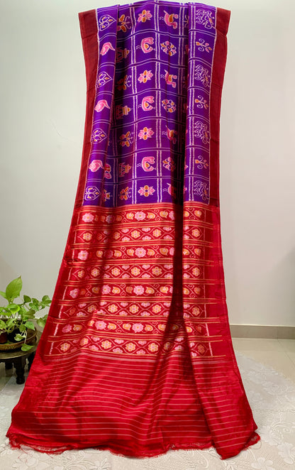 Purple Pure Silk  Sambalpuri Saree