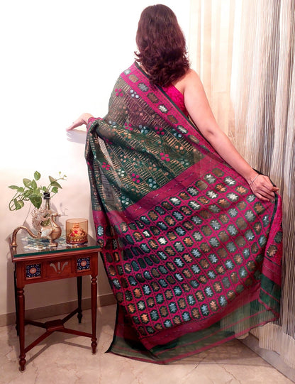 Soft Dhakai Benarasi Jamdani -Handloom Sarees- Aananda Collections
