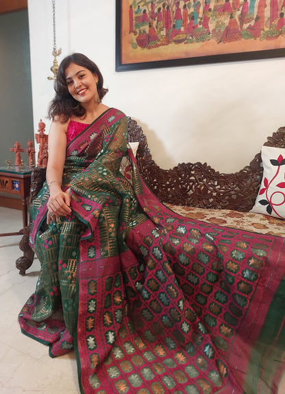 Soft Dhakai Benarasi Jamdani -Handloom Sarees- Aananda Collections
