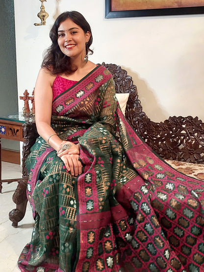Soft Dhakai Benarasi Jamdani -Handloom Sarees- Aananda Collections