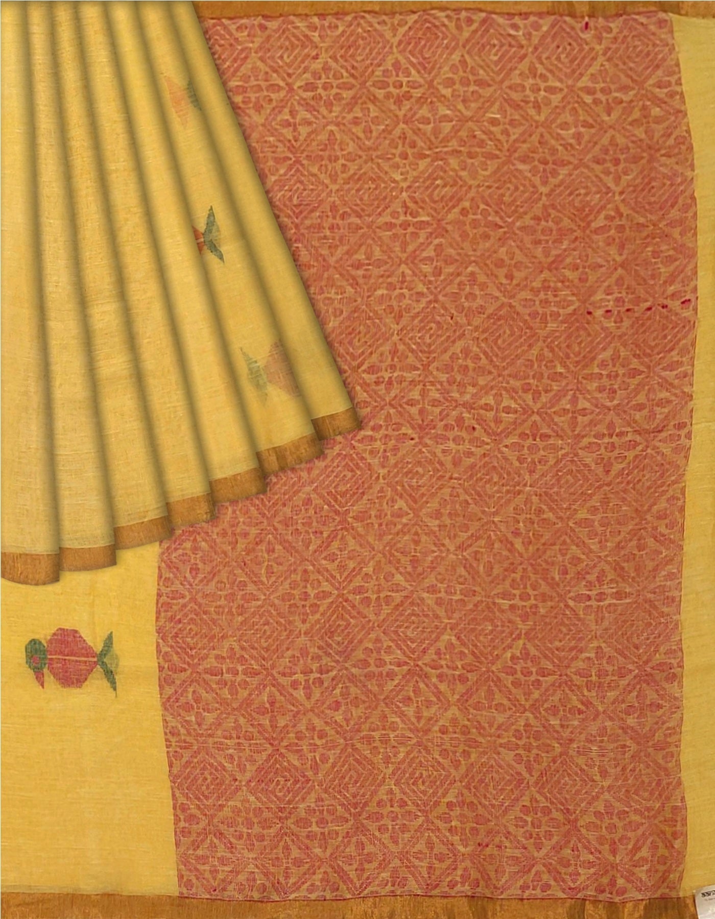 Yellow Linen Jamdani -Handloom Sarees- Aananda Collections