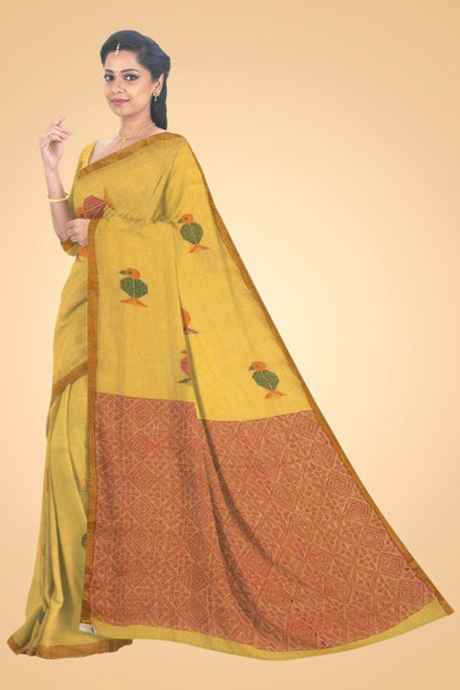 Yellow Linen Jamdani -Handloom Sarees- Aananda Collections